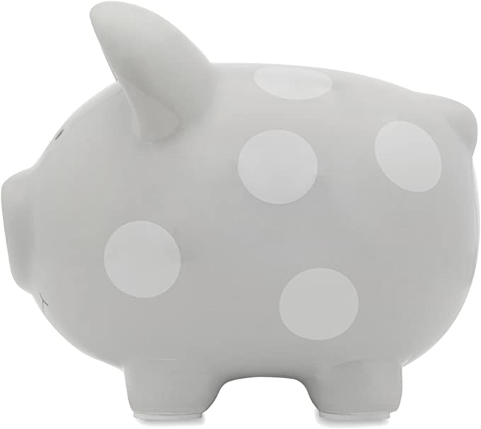 Babuqee White Ceramic My Piggy Bank White Dots Design RRP 16.99 CLEARANCE XL 11.99